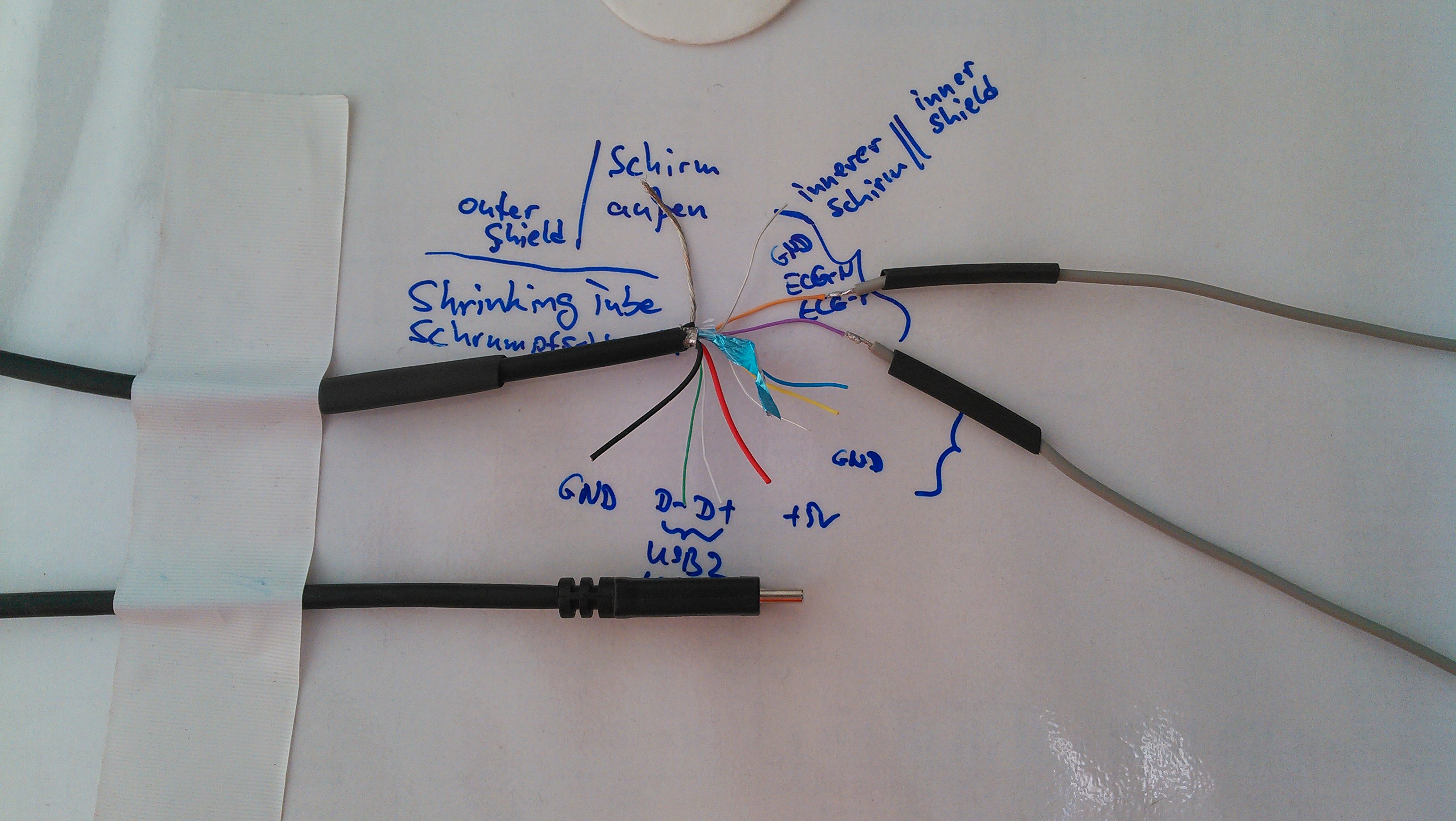 solder ecg usb wires